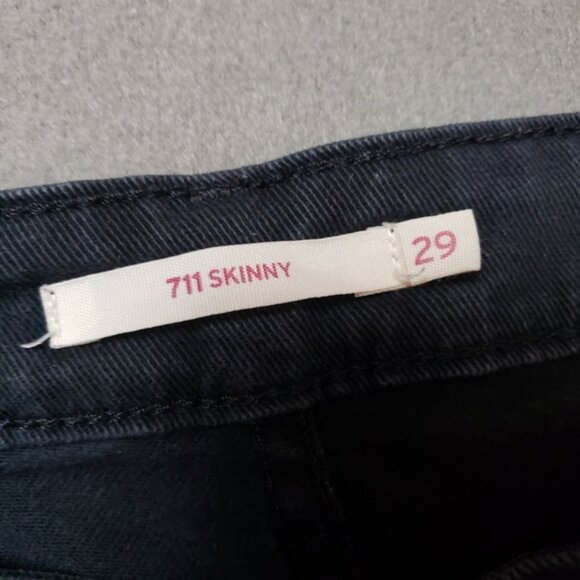 Levis Premium 711 Skinnyblackwomens Jeans Size 29 - Picture 6 of 10